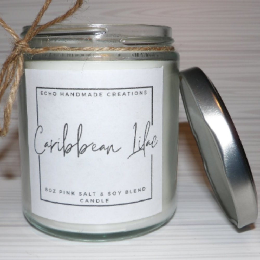 Caribbean Lilac Scented Pink Salt & Soy Blend Handmade Candle